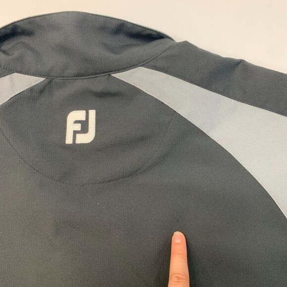FootJoy Golf Jacket Mens S Small Black Short Sleeve Pullover Quarter Cover Up - Picture 8 of 13